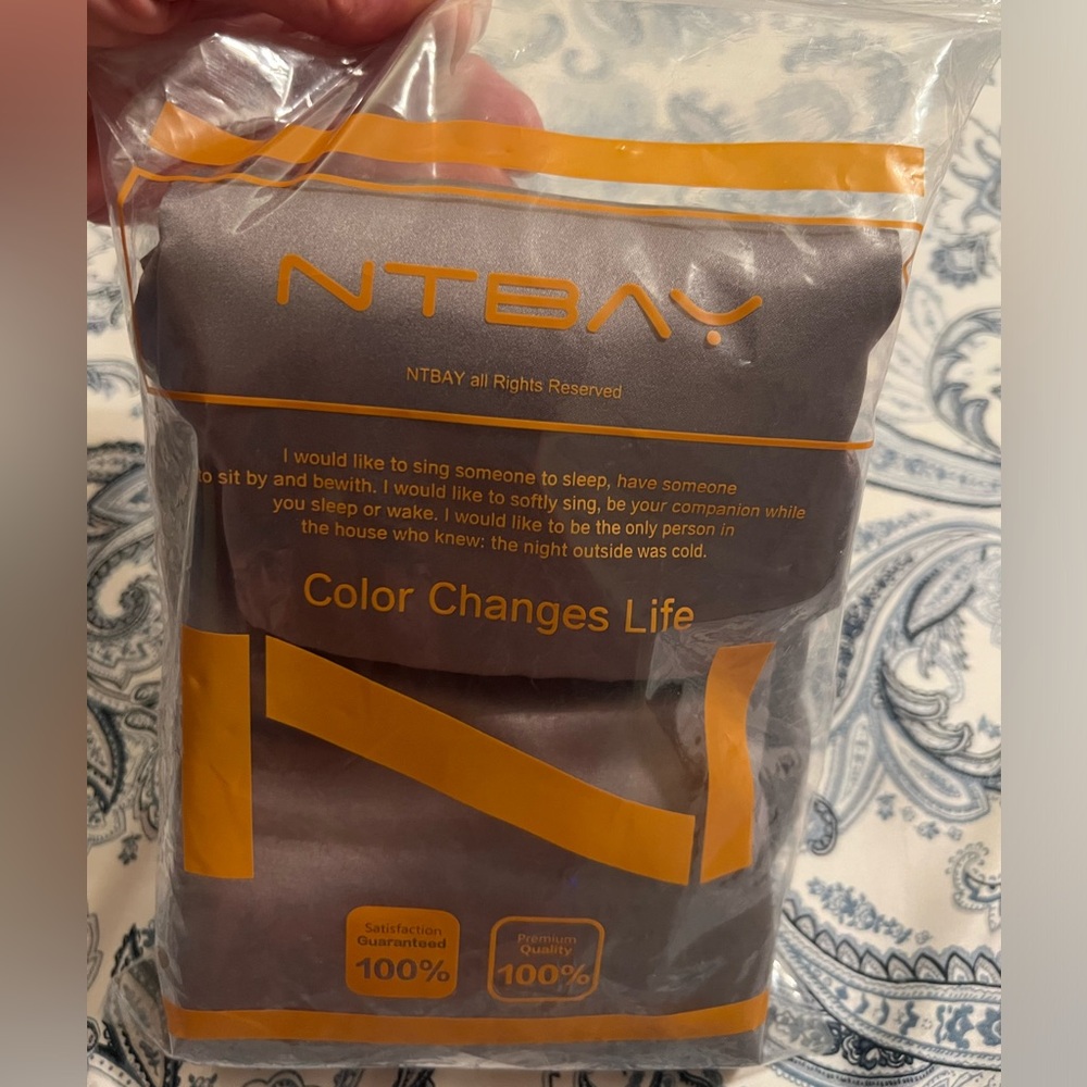NTBAY Gray 100% Satin Pillowcases, two, new in package